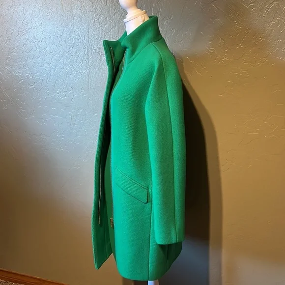 J Crew Sz 00 Kelly Green Stadium Cloth Wool Coat - Picture 6 of 9